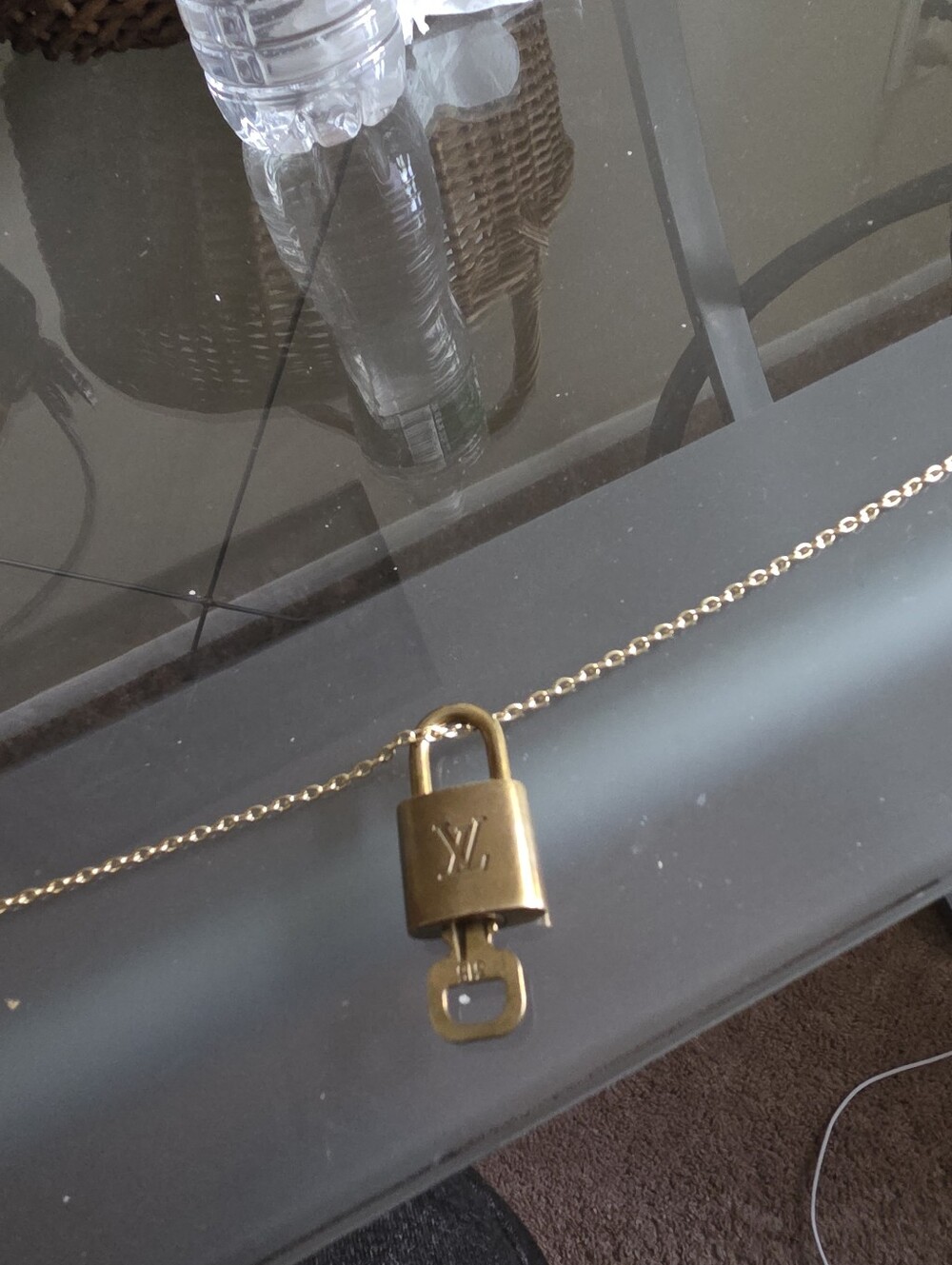 Louis Vuitton Brass Padlock & Key Pendant Necklace #315 - Picture 4 of 6